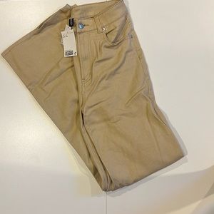 H&M Wide Leg Twill Pants in Beige